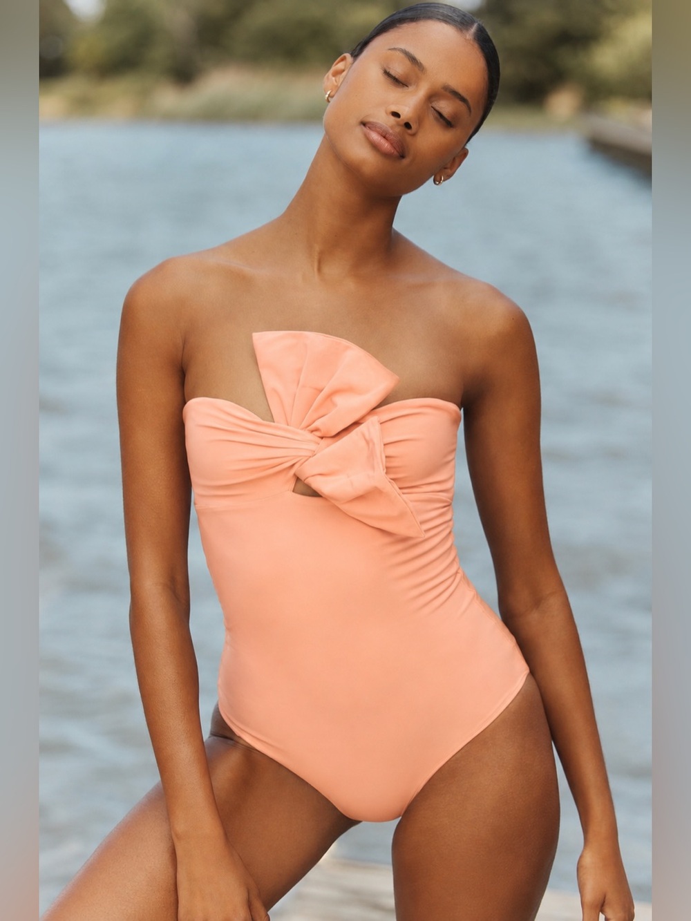 Juan de Dios Anthropologie Malaga One-Piece Swimsuit Peach US 8 Luxury Swim